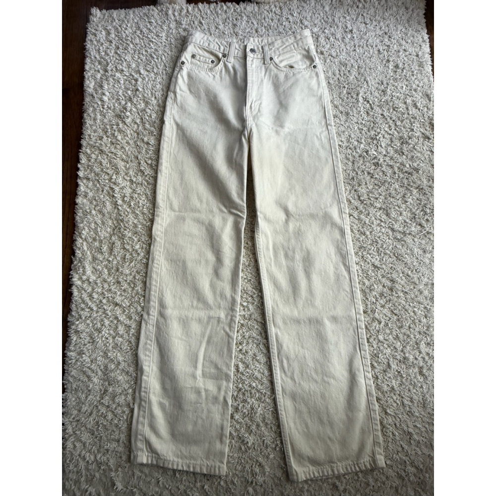 Women's Weekday Cream Rowe Extra High Jeans Size 25